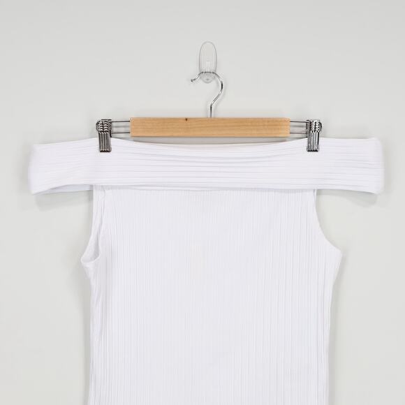 NWT Madewell Ribbed Off-The-Shoulder Top In Eyelet White Size Large - Picture 6 of 9